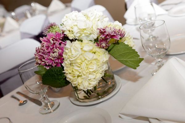 Flower bouquet on reception table